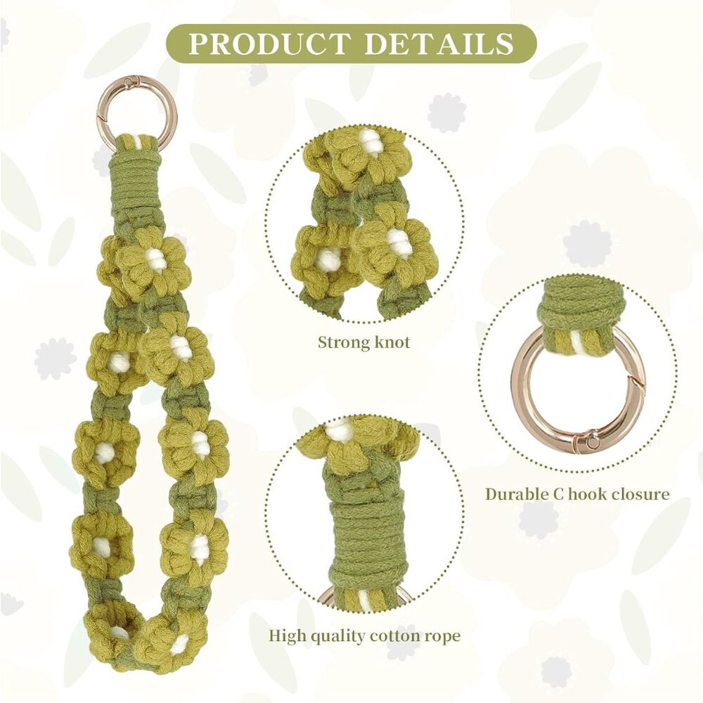 Boho Macrame Keychain Wristlet Keychain Weave Exq… - image 2